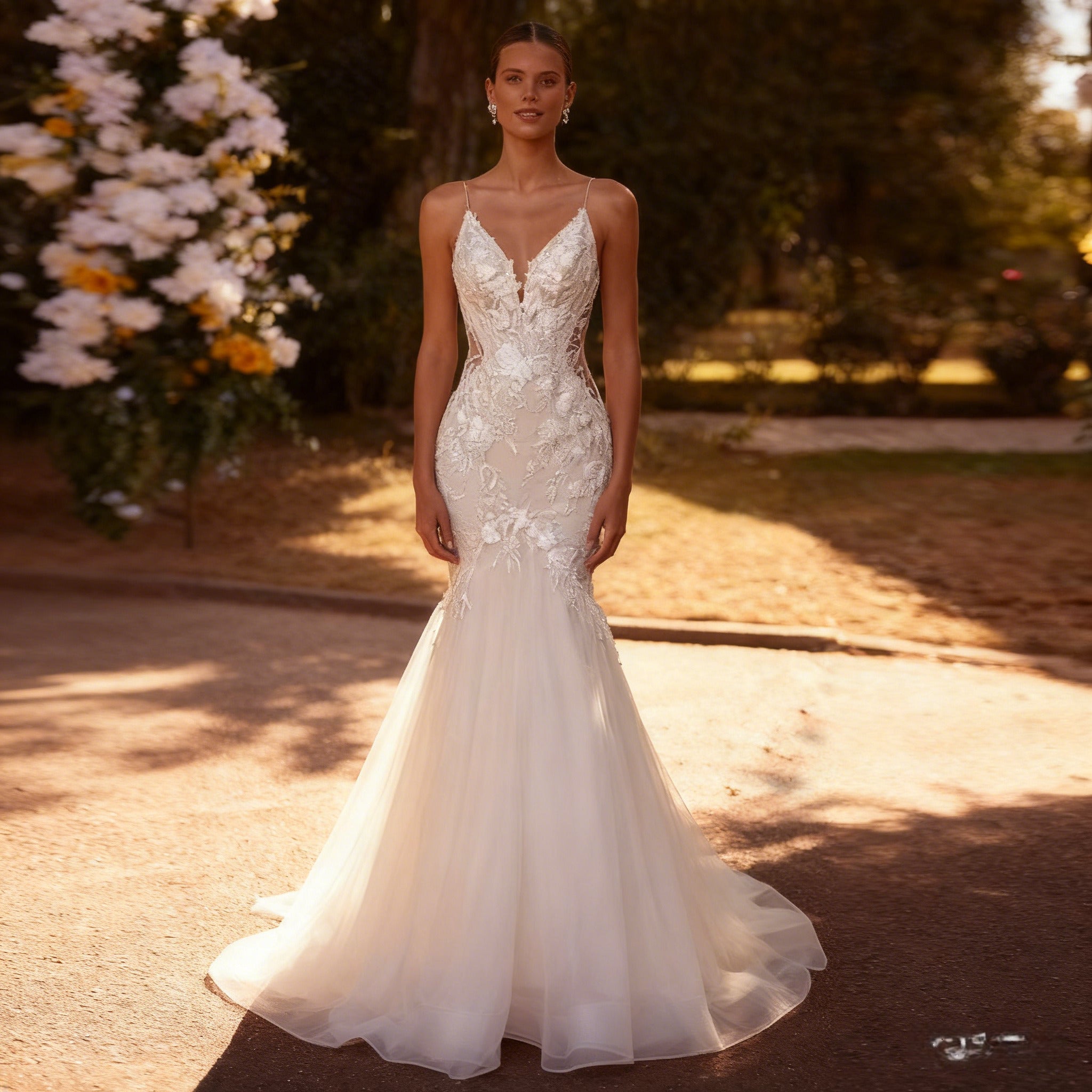 BHstyle Verträumtes Meerjungfrau-Stil Ball-Gown mit Carmen Ausschnitt Sexy A Linie Ballkleid mit Spitze und Korsett 2-26W