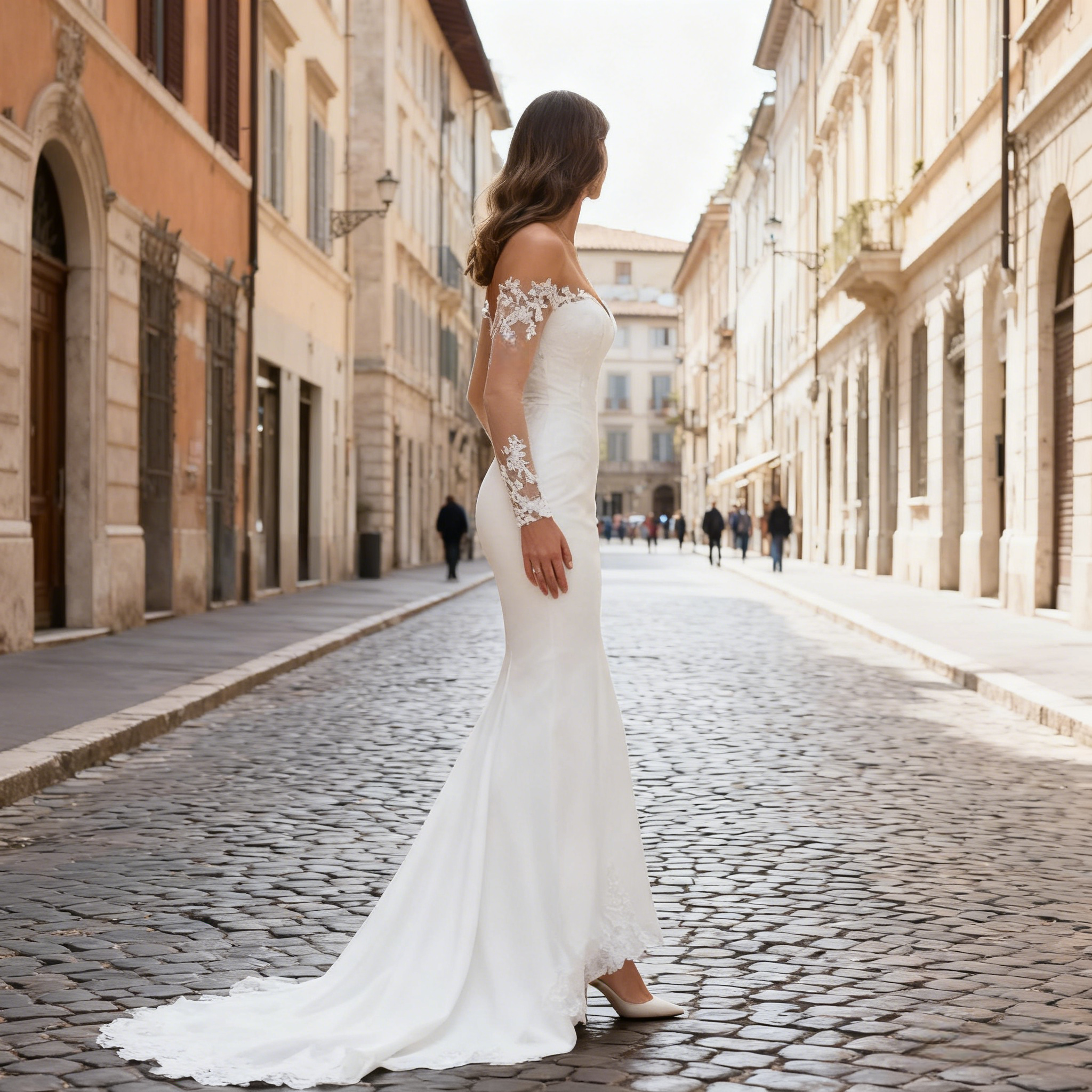 BHstyle Sexy Meerjungfrau Ball-Gown Off Shoulder Ballkleid mit Spitze Langarm Elegant Anlassmode Modern 2-26W