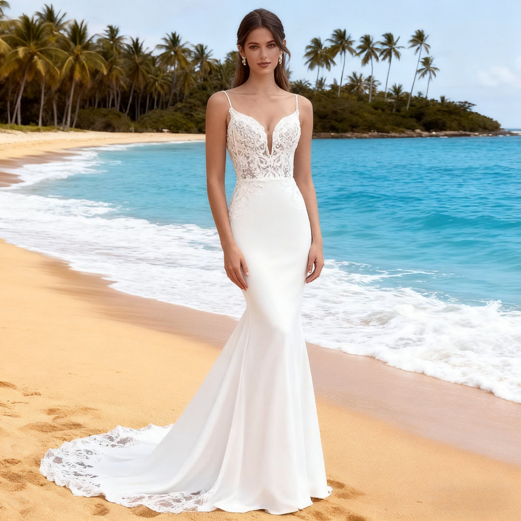 BHstyle Modernes Meerjungfrau Ball-Gown Spitze U Boot Ausschnitt Elegantes Ballkleid Sexy Rückenfrei 2-26W