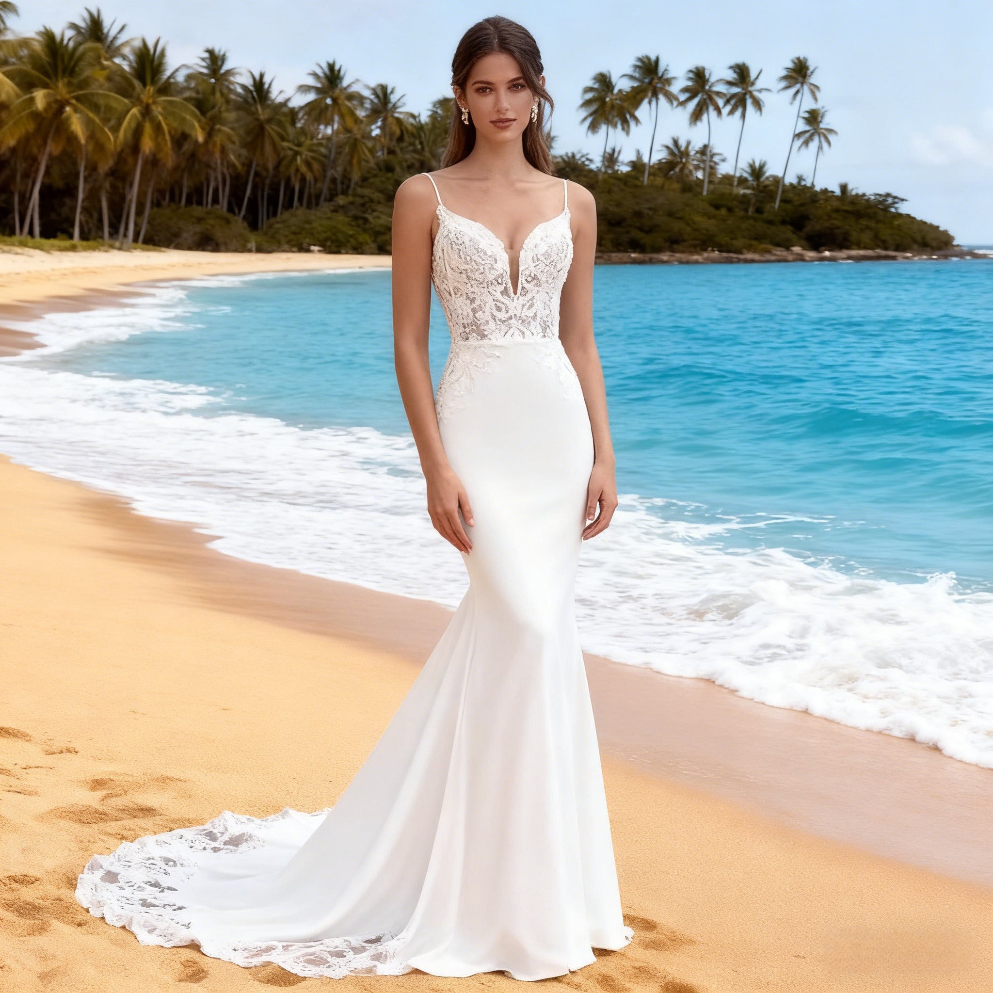 BHstyle Modernes Meerjungfrau Ball-Gown Spitze U Boot Ausschnitt Elegantes Ballkleid Sexy Rückenfrei 2-26W