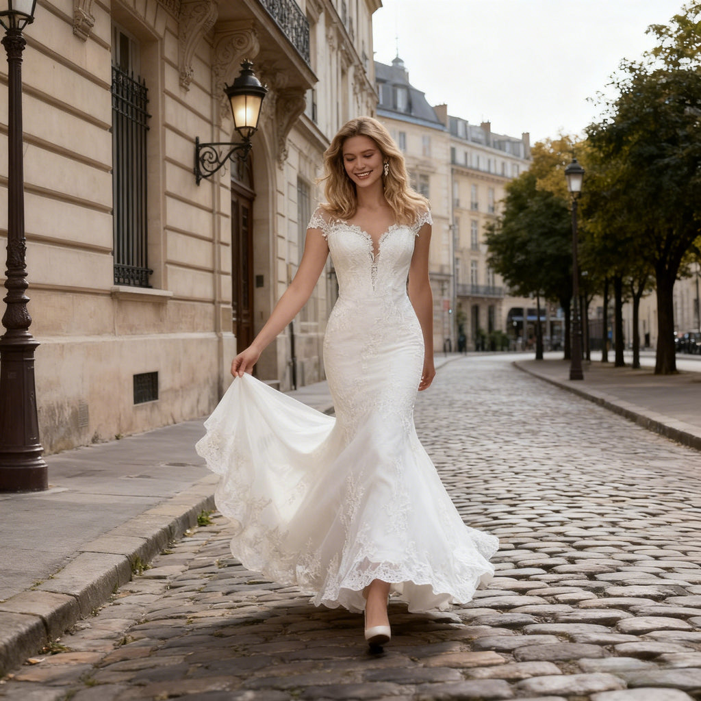 BHstyle Sexy Meerjungfrau Ball-Gown Rückenfrei Spitze Ballkleid Modern Elegant Anlassmode 2-26W