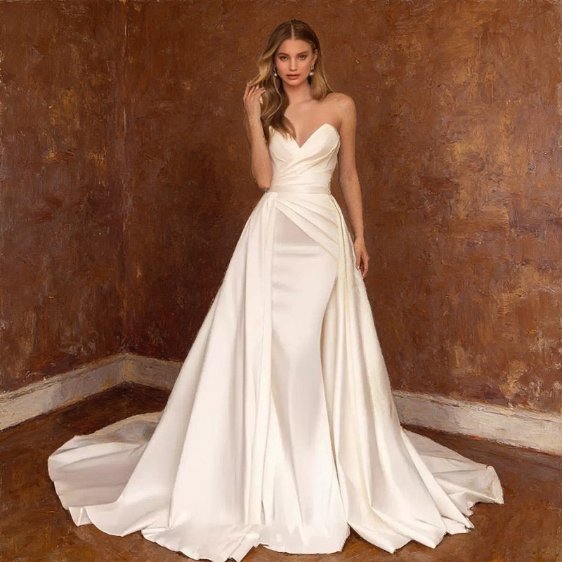 BHstyle Wadenlanges Anlassmode Ball-Gown Tüll Corsage Herz-Ausschnitt Retro Midi Ballkleid Weiß 2-26W