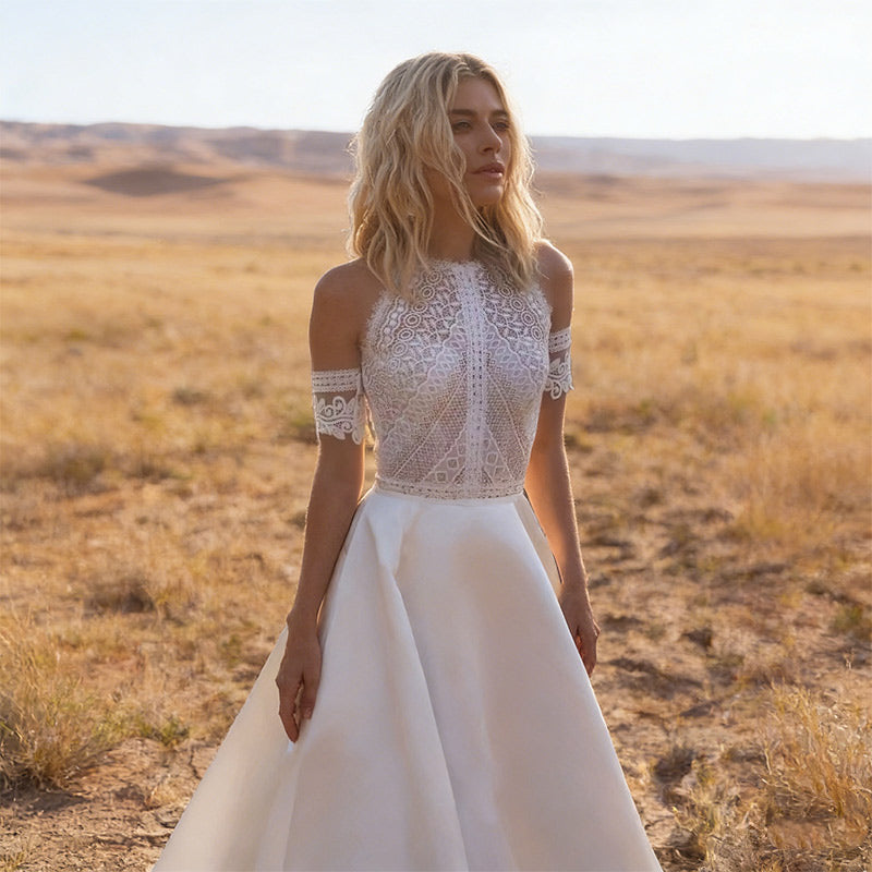 BHstyle Boho Ball-Gown Perlen Bestickt Corsage Sexy Mini Anlassmode Party After-Party Kleid Weiß 2-26W