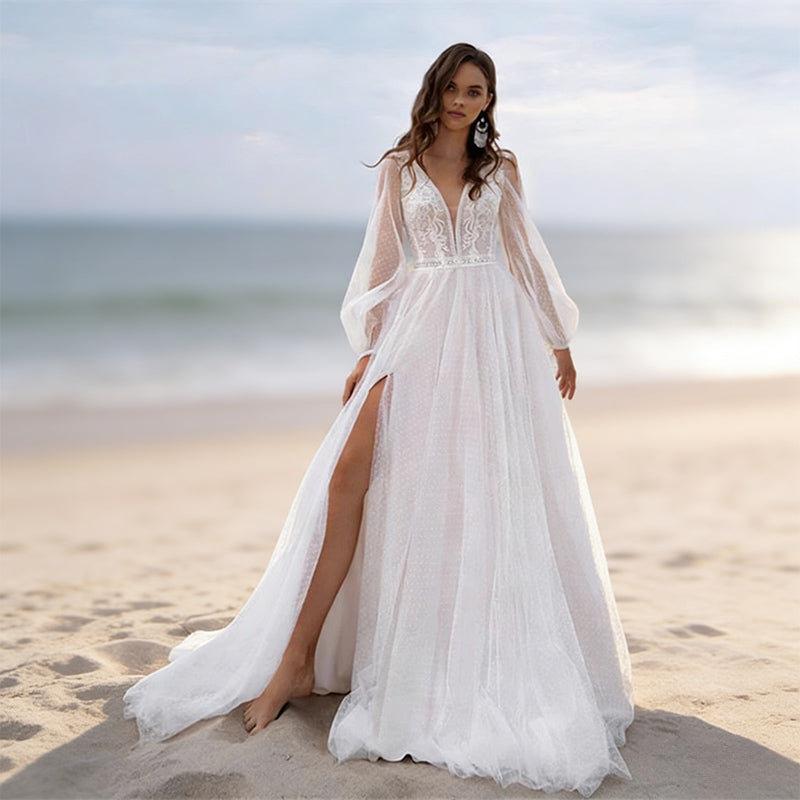 BHstyle Elegantes A Linie Ball-Gown Tiefer V Ausschnitt Satin Schlicht Modern Ballkleid Anlassmode Elfenbein 2-26W
