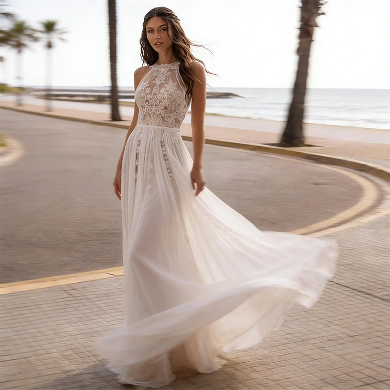 BHstyle Glamouröses Abendkleid mit Pailletten und hohem Beinschlitz in A Linie 2-26W