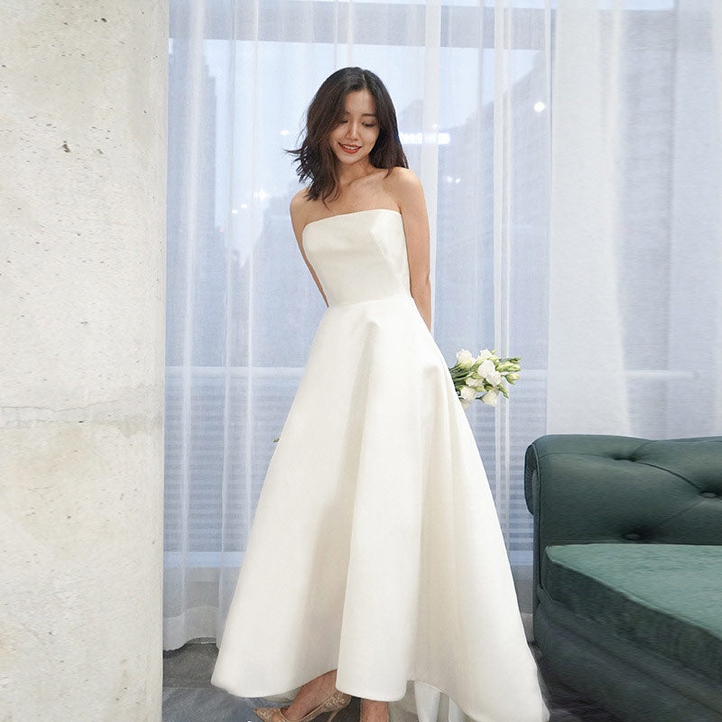 BHstyle Weißes Prinzessin Ballkleid Trägerlos Ärmellos Mit Schleppe Elegantes Ball-Gown XS-XL